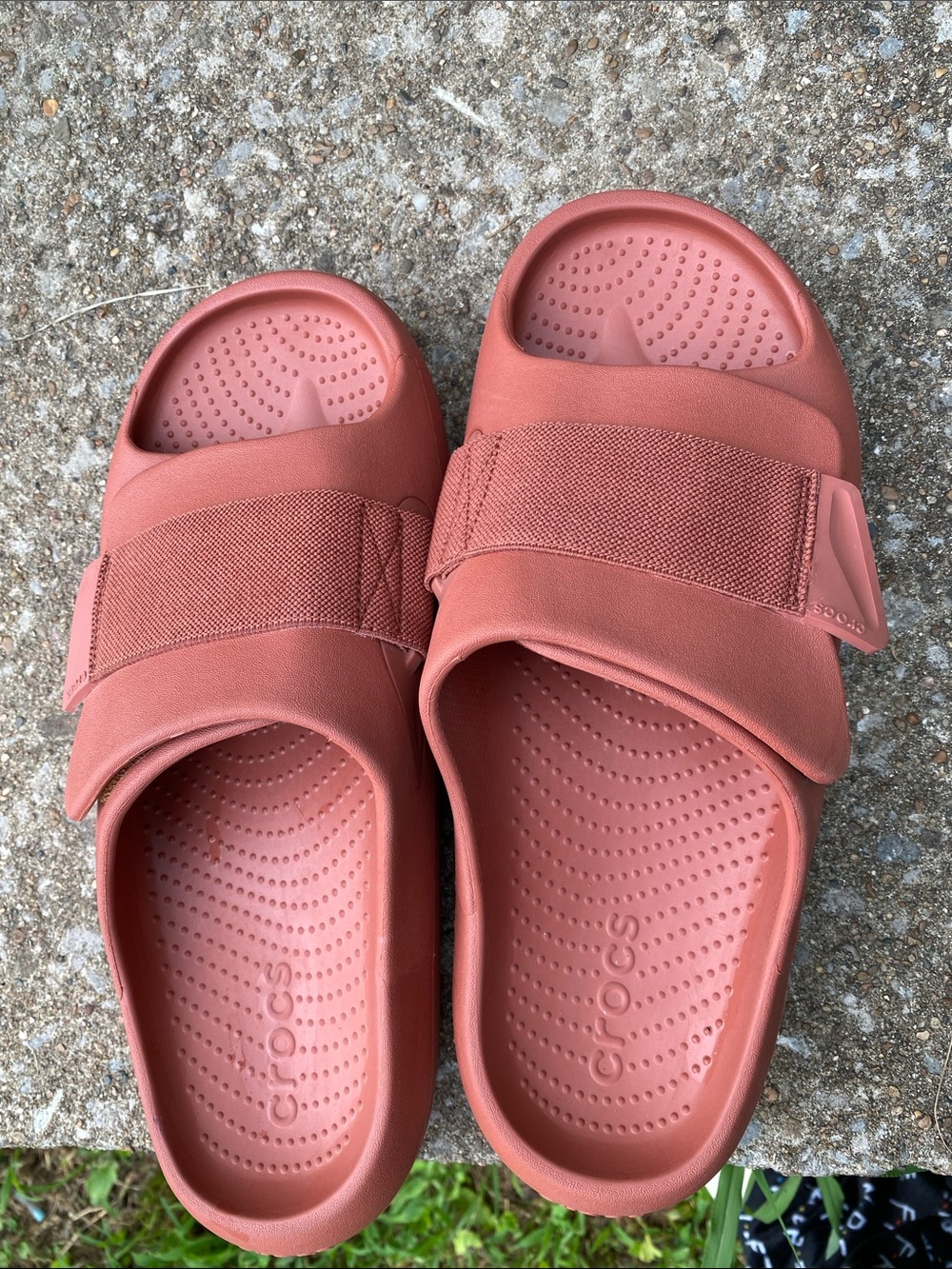 CROCS Men Adjustable Slide Sandals in Clay Red
